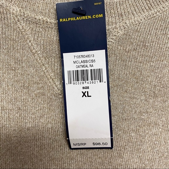 Men’s Polo Sweater Size XL NWT Oatmeal - Picture 4 of 6